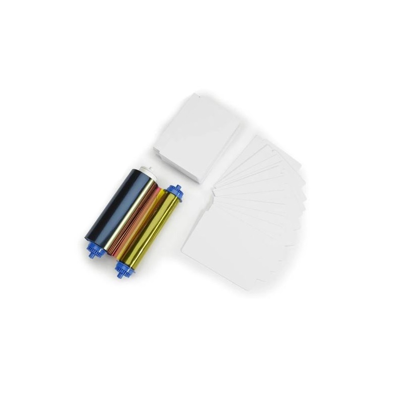 Billede af Zebra ZC10L farvebånd (YMC0) og kort. Zebra 106000-10L - 400 print og 400 kort. ZEB-106000-10L